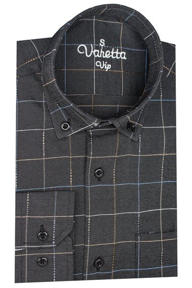 Varetta Men's Checked Black Long Sleeve Classic Cut Collar Buttoned Shirt - photo 2