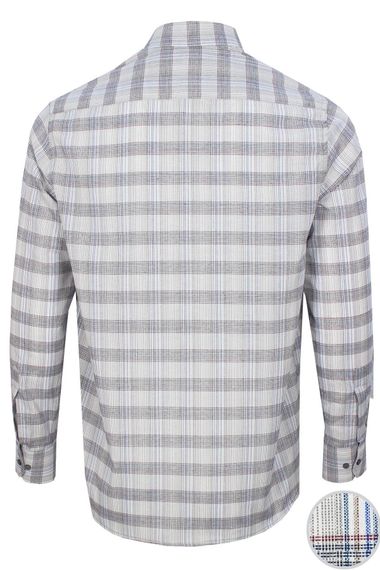 Varetta Men's Cloud Gray Checked Long Sleeve Classic Cut Collar Buttoned Shirt - photo 3