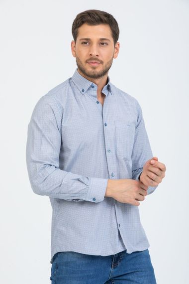 Varetta Men's Blue Striped Sleeve Classic Cut Collar Buttoned Shirt - photo 1