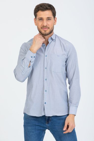 Varetta Men's Blue Striped Sleeve Classic Cut Collar Buttoned Shirt - photo 2