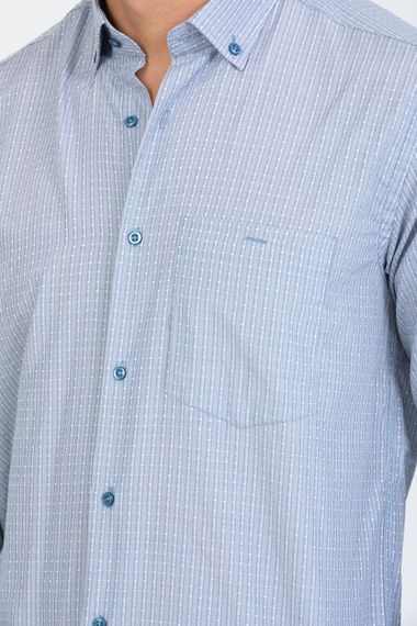 Varetta Men's Blue Striped Sleeve Classic Cut Collar Buttoned Shirt - photo 4