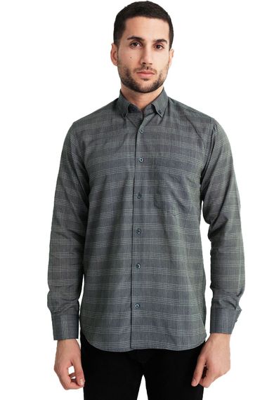 Varetta Men's Green Checkered Long Sleeve Shirt with Pockets - photo 2