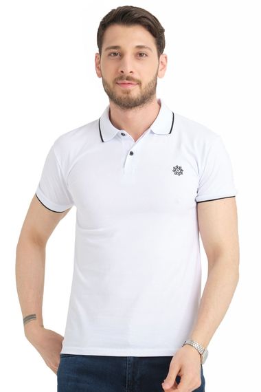 Varetta Men's White Cotton Polo Collar Short Sleeve T-Shirt for Stylish Summer Comfort - photo 1