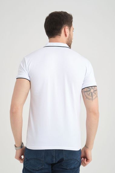 Varetta Men's White Cotton Polo Collar Short Sleeve T-Shirt for Stylish Summer Comfort - photo 3