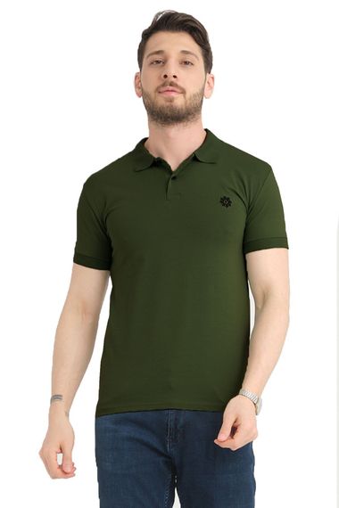 Varetta Men's Olive Green Cotton Polo Collar Short Sleeve T-Shirt for a Cool and Stylish Summer Look