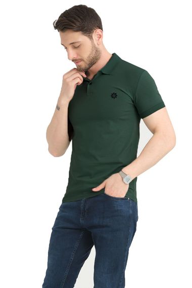 Varetta Men's Emerald Green Cotton Short Sleeve Polo T-Shirt for Summer Comfort and Style