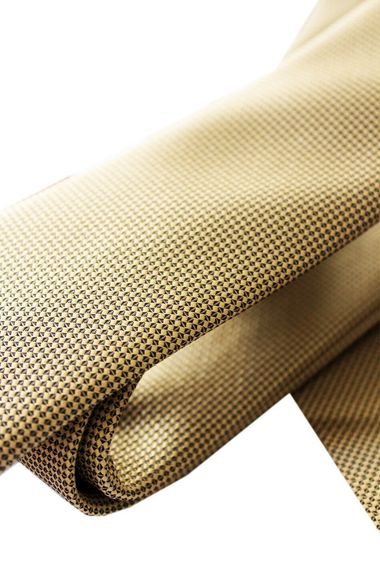 Men's Gold Color Dobby Eyelet Pattern Narrow Handkerchief Tie