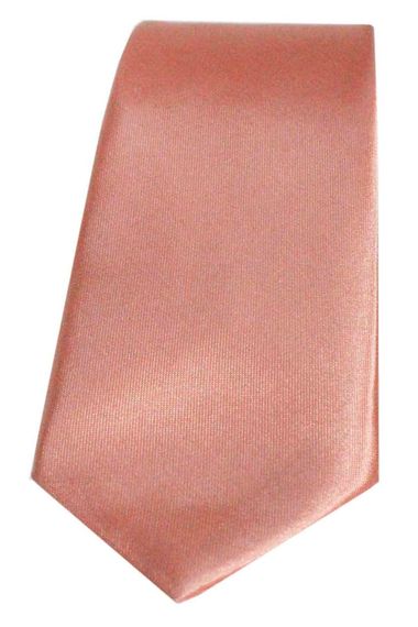 Men's Light Salmon Slim Fit Satin Straight Handkerchief Tie