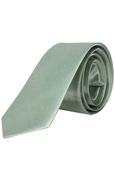 Men's Mint Green Slim Fit Satin Straight Handkerchief Tie