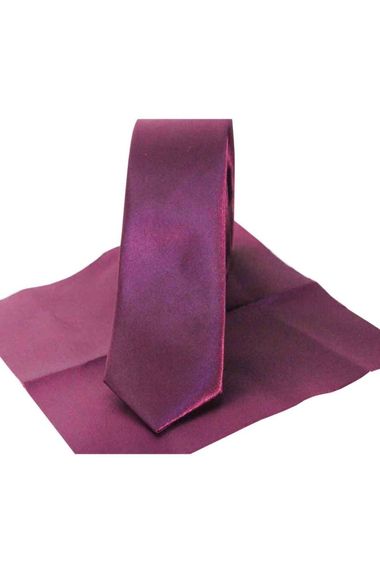 ربطة عنق منديل مستقيم من الساتان ذو قصة ضيقة أرجوانية خفيفة للرجال