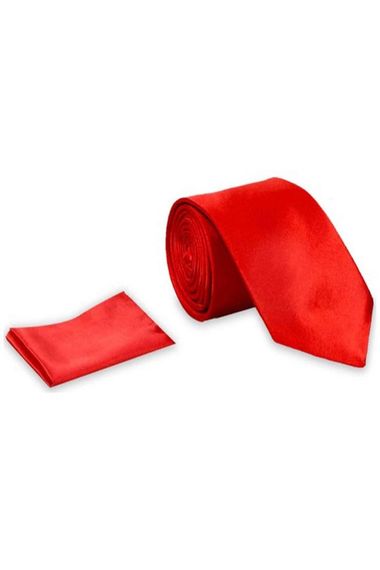 Червоний чоловічий широкий атласний крават з хустинкою та подарунковою краваткою, 135 см, 100% поліестер, стандартні аксесуари