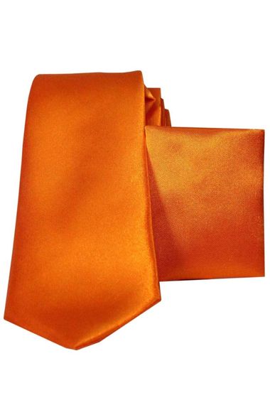 ربطة عنق رجالية مستقيمة من الساتان بقصة واسعة برتقالية اللون