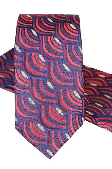 ربطة عنق رجالية منقوشة بلون الكرز