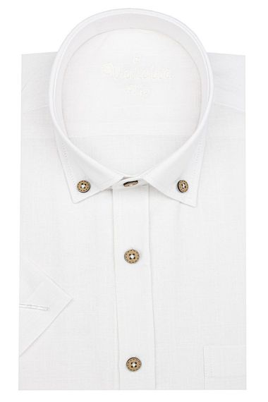 Men's White Linen Classic Cut Short Sleeve Shirt - photo 1