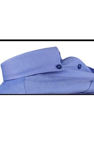 قميص قطني رجالي من Varetta بأكمام قصيرة مقاس كبير باللون الأزرق - صورة 4