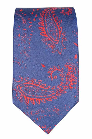 Erkek Lacivert Geniş Kesim Desenli Kravat 