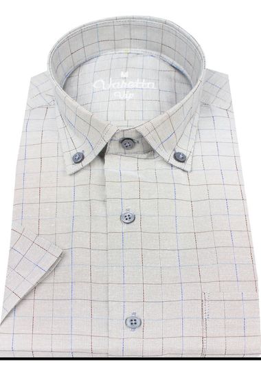 Men's Light Gray Short Sleeve Classic Cut Collar Buttoned One Pocket Shirt - photo 1