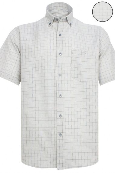 Men's Light Gray Short Sleeve Classic Cut Collar Buttoned One Pocket Shirt - photo 3