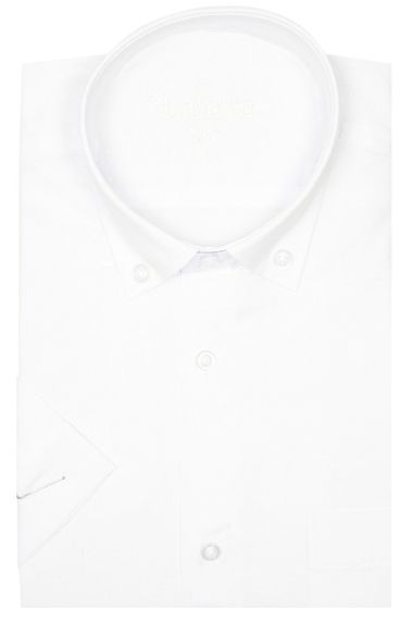 Varetta Men's White Short Sleeved Classic Cut Collar Buttoned Cotton Satin Shirt - photo 2
