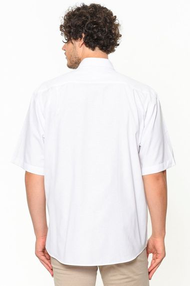 Varetta Men's White Short Sleeved Classic Cut Collar Buttoned Cotton Satin Shirt - photo 4