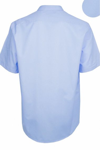 Varetta Men's Blue Short Sleeve Classic Cut Collar Buttoned Cotton Satin Shirt - photo 4