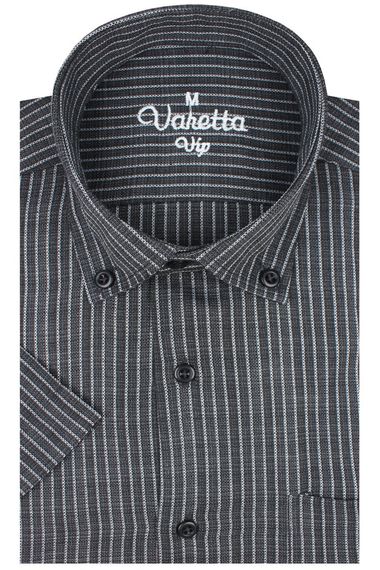 قميص رجالي من Anthracite بأكمام قصيرة وياقة قص كلاسيكية وأزرار وجيب واحد - صورة 1