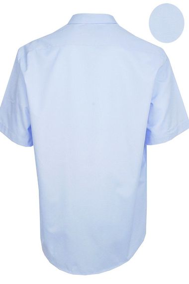 Men's Sky Blue Short Sleeve Plus Size Cotton Satin Shirt - photo 4