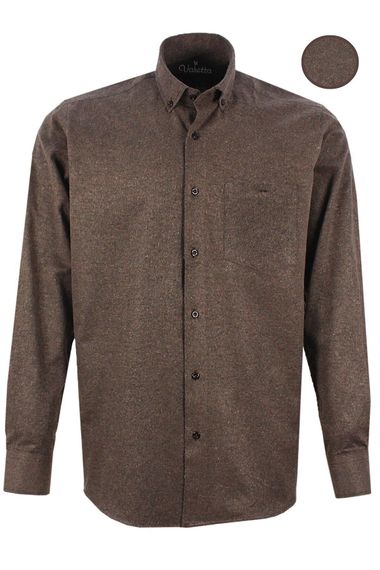 Men's Brown Classic Cut Long Sleeve Collar Buttoned Winter Shirt - photo 2