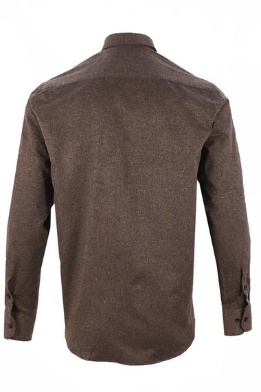Men's Brown Classic Cut Long Sleeve Collar Buttoned Winter Shirt - photo 4
