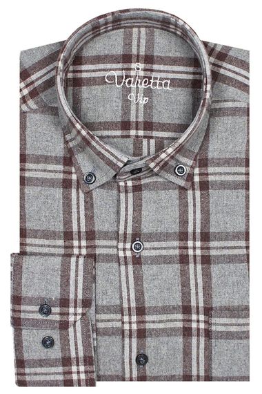 Men's Green Classic Cut Long Sleeve Collar Buttoned Winter Checkered Shirt - photo 2