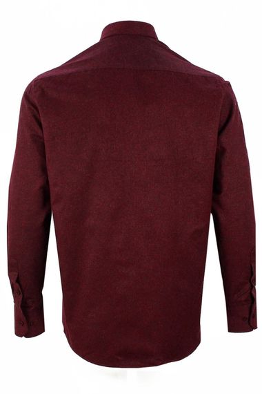 Men's Claret Red Classic Cut Long Sleeve Collar Buttoned Winter Shirt - photo 4