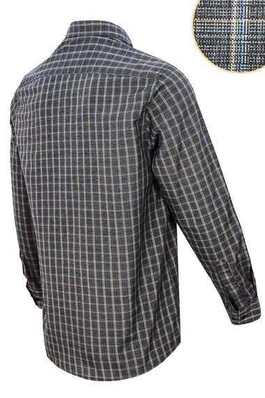 Чоловіча класична сорочка з довгим рукавом темно-сірого кольору, вільного крою, з коміром на ґудзиках, 67% бавовна, 33% поліестер - фото 2