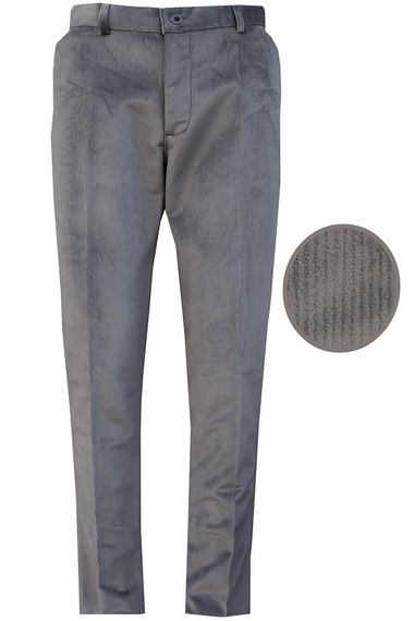 Varetta Erkek Gri Kışlık Kadife İnce Fitilli  Cepli Klasik Kesim Pantolon - fotoğraf 1