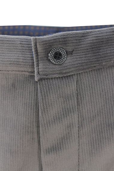 Varetta Erkek Gri Kışlık Kadife İnce Fitilli  Cepli Klasik Kesim Pantolon - fotoğraf 3