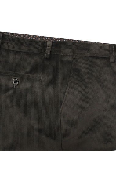 Varetta Erkek Kahverengi Kışlık Kadife Çizgili Cepli Klasik Kesim Pantolon - fotoğraf 2