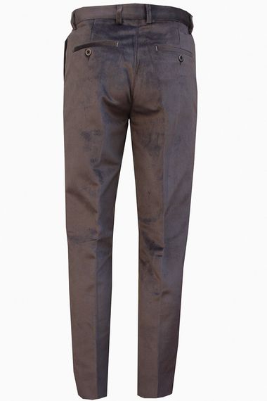 Varetta Erkek Kahverengi Kışlık Kadife Çizgili Cepli Klasik Kesim Pantolon - fotoğraf 3