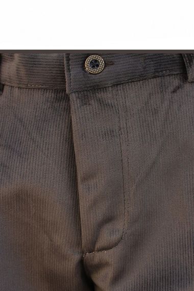 Varetta Erkek Kahverengi Kışlık Kadife Çizgili Cepli Klasik Kesim Pantolon - fotoğraf 4