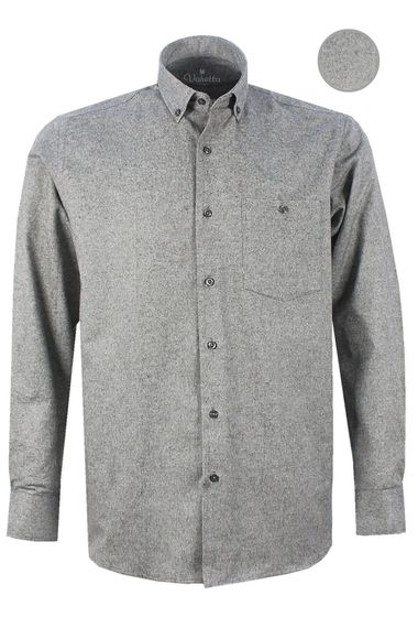 Чоловіча сіра зимова сорочка з довгим рукавом, широкий крій, 100% бавовна, з одним кишенею, для великих розмірів - фото 2