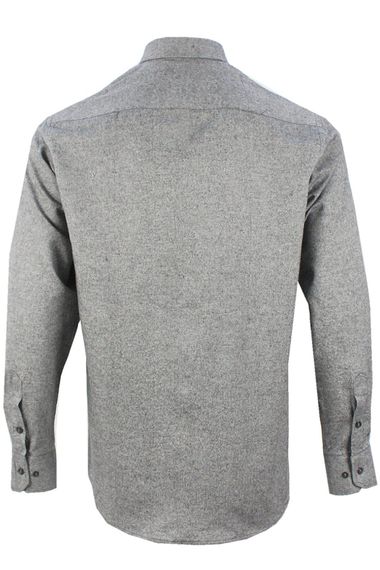 Чоловіча сіра зимова сорочка з довгим рукавом, широкий крій, 100% бавовна, з одним кишенею, для великих розмірів - фото 3