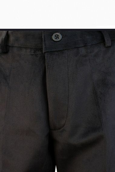 Чоловічі чорні зимові штани з вовняним внутрішнім покриттям, класичний крій, оксамит - фото 2