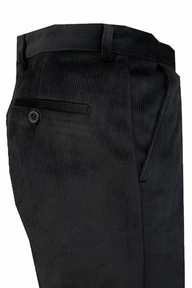 Чоловічі чорні зимові штани з вовняним внутрішнім покриттям, класичний крій, оксамит - фото 4