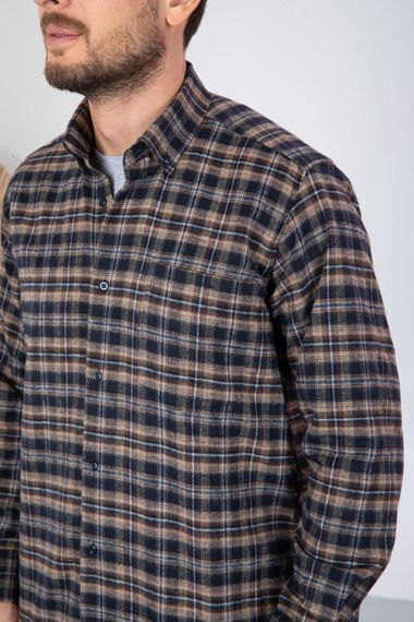 Чоловіча зимова сорочка Varetta з бронзового кашеміру, класичний крій, довгі рукави, з кишенями, ідеальна для холодної погоди - фото 4