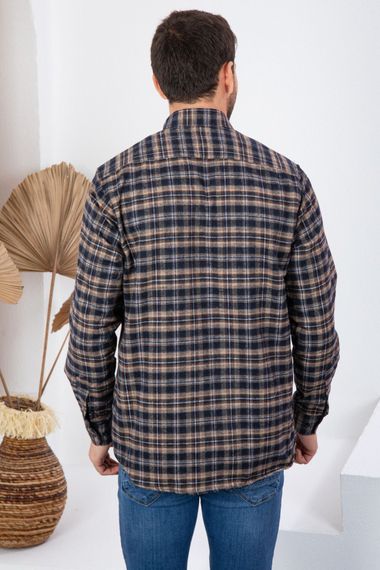 Чоловіча зимова сорочка Varetta з бронзового кашеміру, класичний крій, довгі рукави, з кишенями, ідеальна для холодної погоди - фото 3