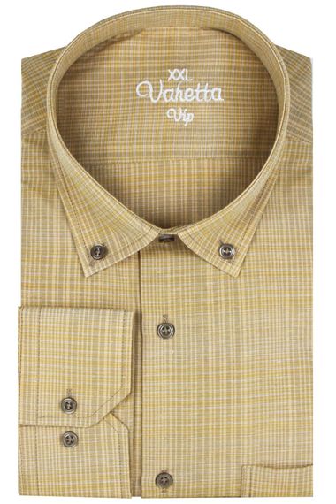 Varetta Erkek Hardal Sarısı Büyük Beden Uzun Kollu Yaka Düğmeli Gömlek - fotoğraf 3