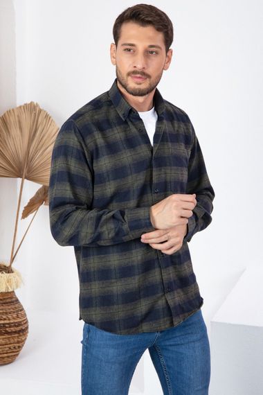 قميص Varetta رجالي شتوي أخضر بأكمام طويلة وجيب كلاسيكي - صورة 2