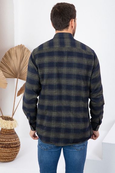 قميص Varetta رجالي شتوي أخضر بأكمام طويلة وجيب كلاسيكي - صورة 3