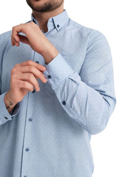 Varetta Men's Blue Checkered Pocket Long Sleeve Shirt - photo 4