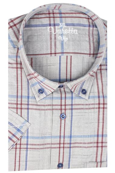 Varetta Erkek Gri Büyük Beden Kısa Kollu Gömlek - fotoğraf 3