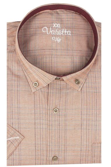 Varetta Erkek Yavruağzı Rengi Büyük Beden Kısa Kollu Gömlek - photo 1