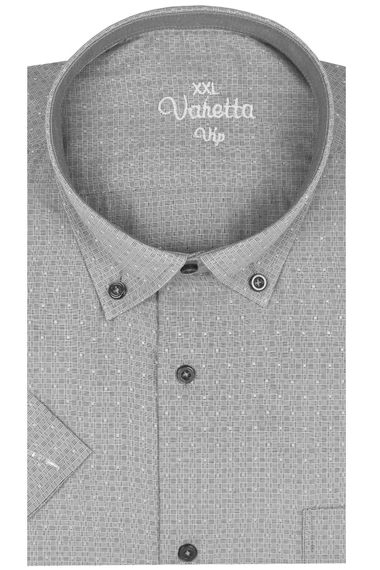 Varetta Erkek Koyu Gri Büyük Beden Kısa Kollu Gömlek - fotoğraf 1